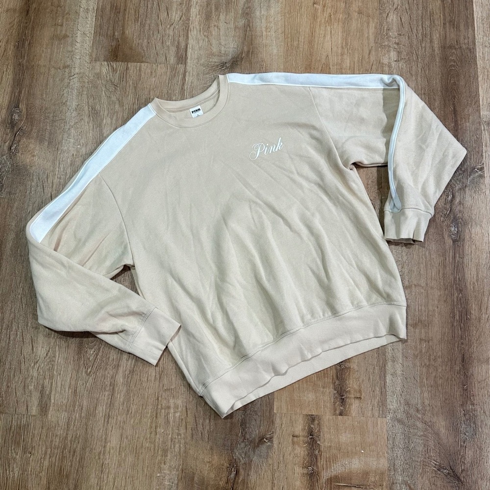 PINK | Victoria's Secret | Cream White Crewneck Pullover Sweatshirt, Size M